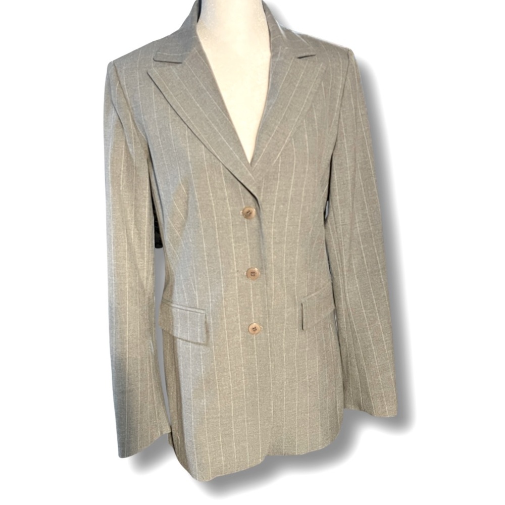 Laundry by Shelli Segal Grey Pinstriped Blazer Fully Lined